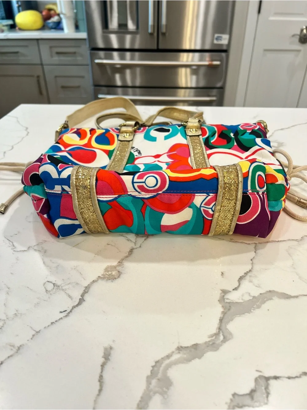 Coach Rare Poppy Pop C Glam Spotlight Colorful Signature Shoulder Handbag Tote